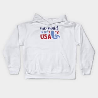 Mermaid in the USA 4th of July Patriotic Gift Women Girl Kids Hoodie